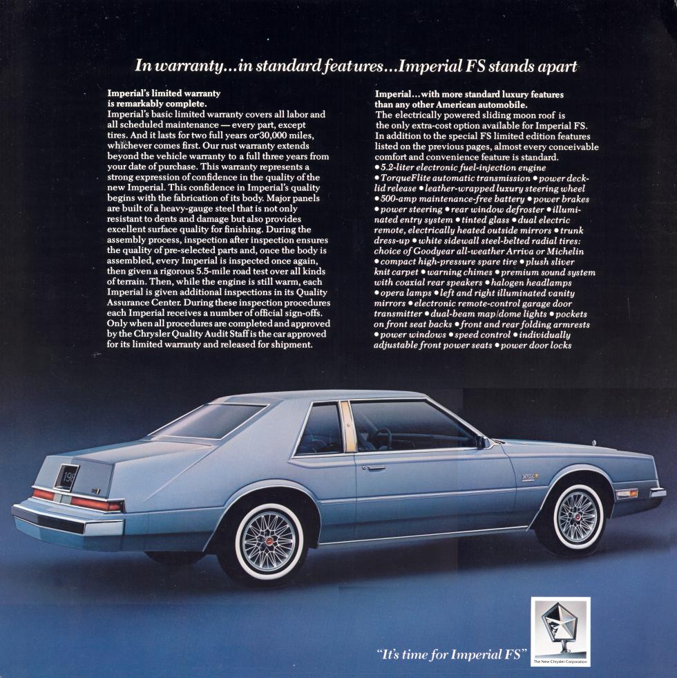1981 Chrysler Imperial Frank Sinatra Folder Page 1